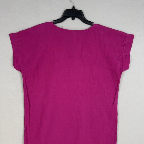 Eileen Fisher Dress Womens Small Magenta Fuchsia Pink Crinkle Gauze Coastal Luxe - Picture 9 of 14